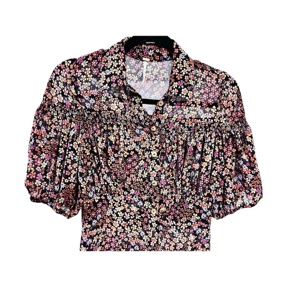 Free People Bonnie Floral Mini Dress Size XS Short Sleeve Lightweight Boho $128 - Picture 2 of 5